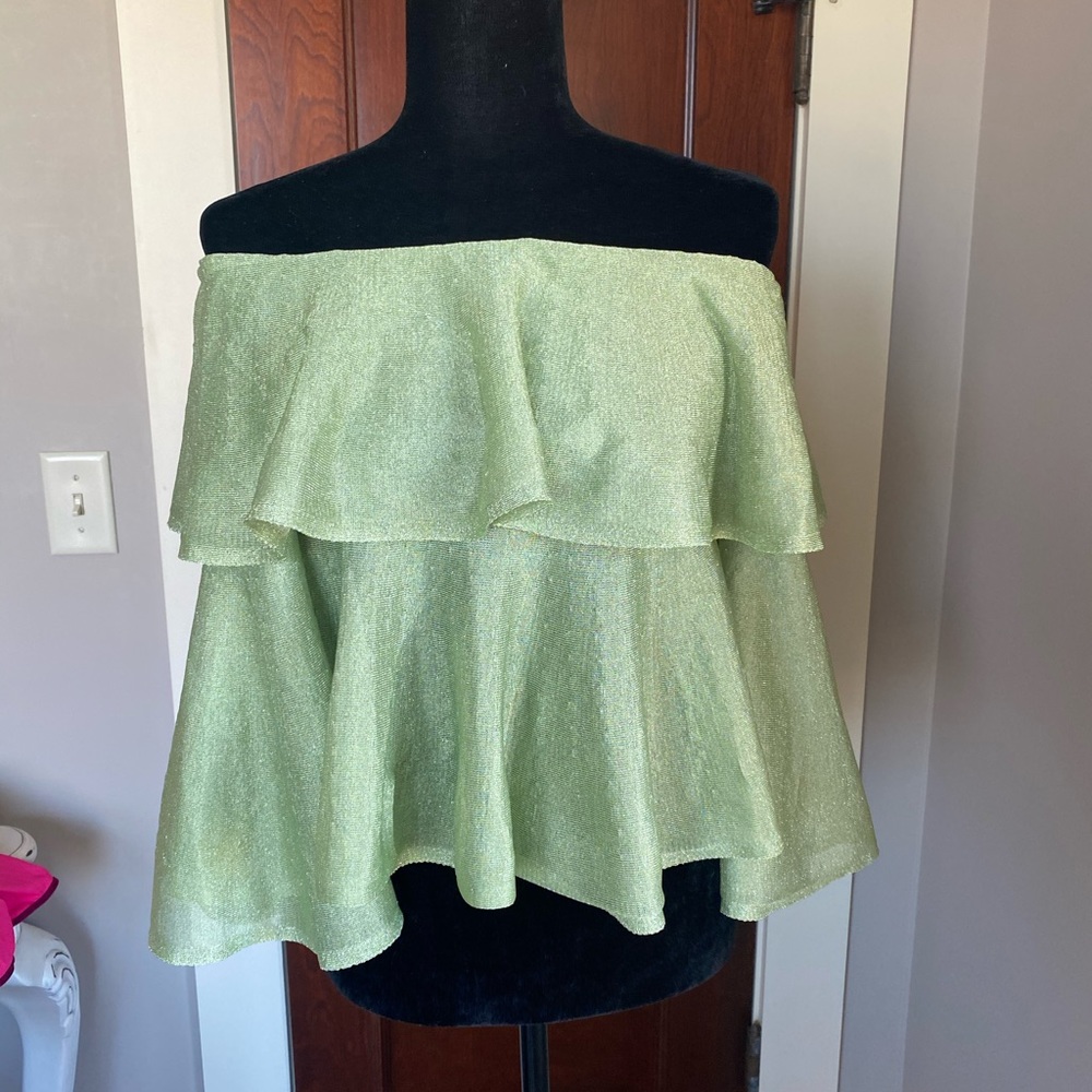 Zara off the shoulder shimmery blouse